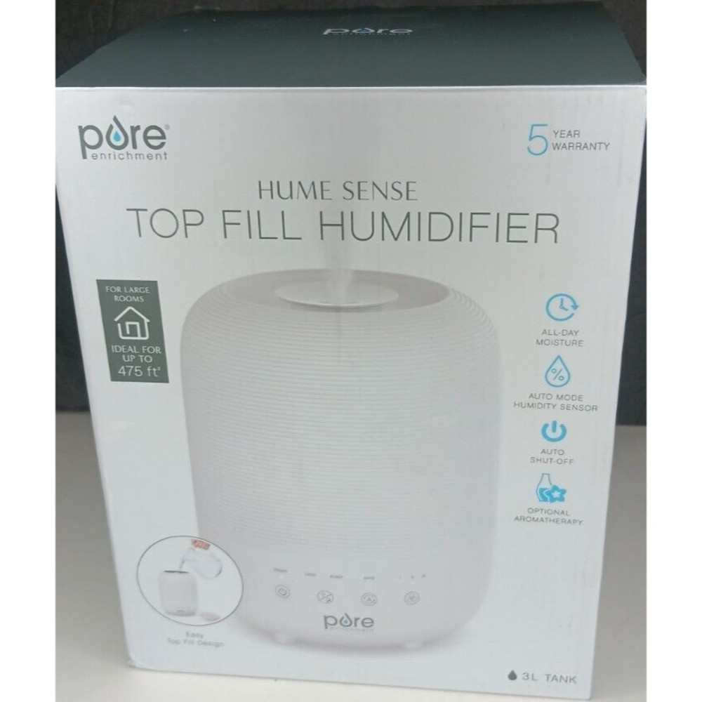 Pure Enrichment Hume Sense Top Fill Humidifier 3 Liter Model PEHUTRB-W NEW